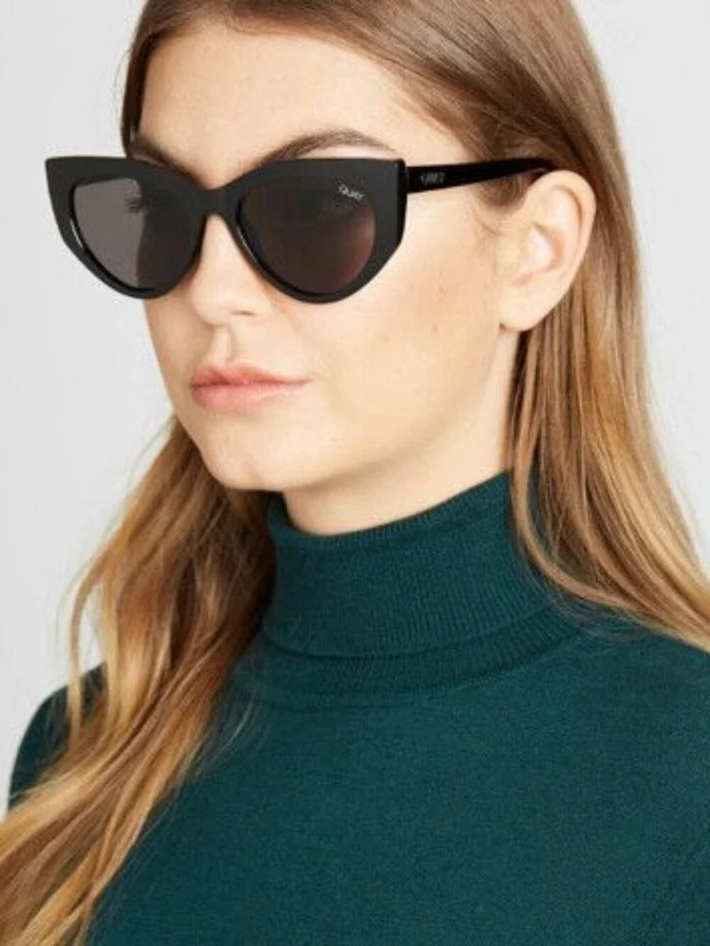 Quay Australia Persuasive Cat Eye Sunglasses in Black